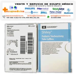 3.0PED Cánula de traqueostomía pediátrica sin globo marca: Shiley. Medidas:  D.I. 3.0 mm D.E. 4.5 mm Longitud:  39 mm