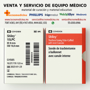 10LPC Cánula de traqueostomía Shiley con globo o balón D.I.: 8.9 mm D.E.: 13.8 mm L: 81 mm